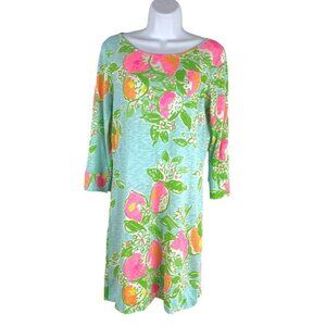 Lilly‎ Pulitzer Marlowe Dress Small Pool Pink Lemonade 3/4 Sleeve Cotton DR-1422